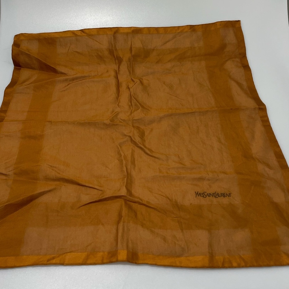 YSL Yves Saint Laurent Silk Hanker-chief Square Orange - Picture 1 of 5